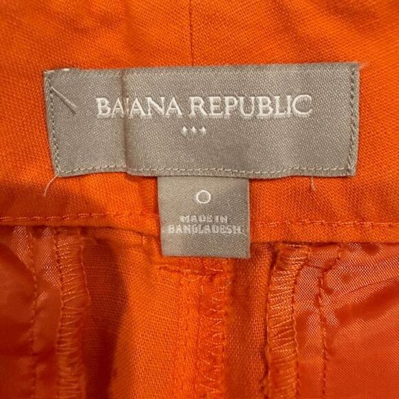 Banana Republic Rio Linen Blend Shorts Bright Mandarin Orange Size 0 - Picture 5 of 14